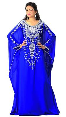 Royal Blue Georgette Embroidered Zari Work Islamic Kaftans 1