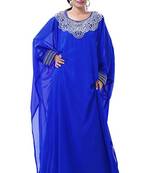 Royal Blue Georgette Embroidered Zari Work Islamic Kaftans
