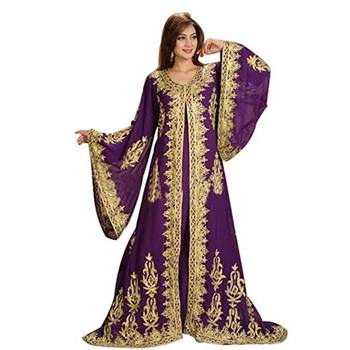 Purple Georgette Embroidered Zari Work Islamic Kaftans 1