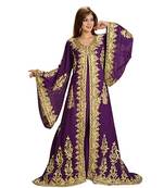 Purple Georgette Embroidered Zari Work Islamic Kaftans