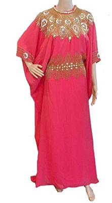 Pink Georgette Embroidered Zari Work Islamic Kaftans 1
