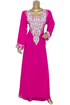 Pink Georgette Embroidered Zari Work Islamic Kaftans 1