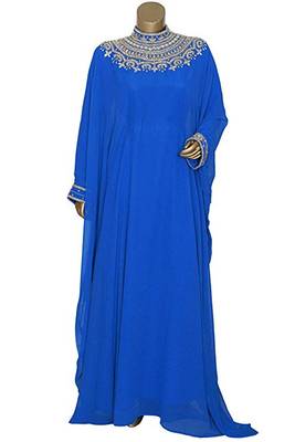 Royal Blue Georgette Embroidered Zari Work Islamic Kaftans 1