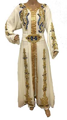 Cream Georgette Embroidered Zari Work Islamic Kaftans 1