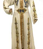 Cream Georgette Embroidered Zari Work Islamic Kaftans