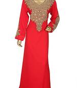 Red Georgette Embroidered Zari Work Islamic Kaftans