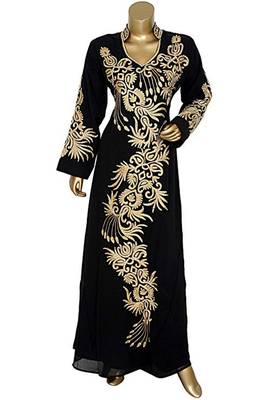 Black Georgette Embroidered Zari Work Islamic Kaftans 1
