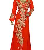 Orange Georgette Embroidered Zari Work Islamic Kaftans