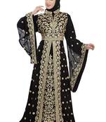 Black Georgette Embroidered Zari Work Islamic Kaftans