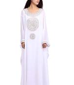 White Georgette Embroidered Zari Work Islamic Kaftans