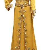 Yellow Georgette Embroidered Zari Work Islamic Kaftans