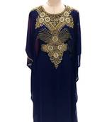 Navy Blue Georgette Embroidered Zari Work Islamic Kaftans