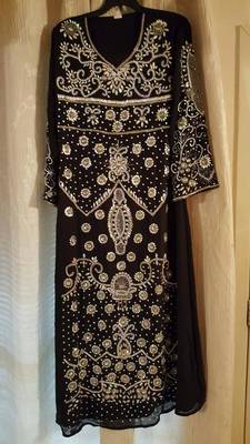 Brown Georgette Embroidered Zari Work Islamic Kaftans 1