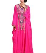 Pink Georgette Embroidered Zari Work Islamic Kaftans