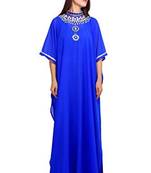 Royal Blue Georgette Embroidered Zari Work Islamic Kaftans