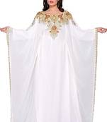 White Georgette Embroidered Zari Work Islamic Kaftans