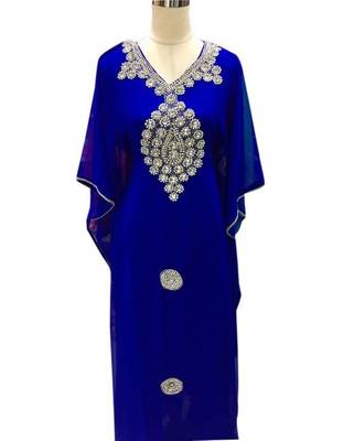 Royal Blue Georgette Embroidered Zari Work Islamic Kaftans 1