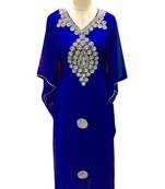 Royal Blue Georgette Embroidered Zari Work Islamic Kaftans