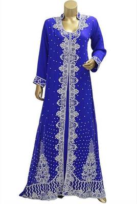 Royal Blue Georgette Embroidered Zari Work Islamic Kaftans 1
