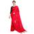 Red embroidered art silk saree with blouse