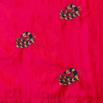 Pink embroidered art silk saree with blouse 3