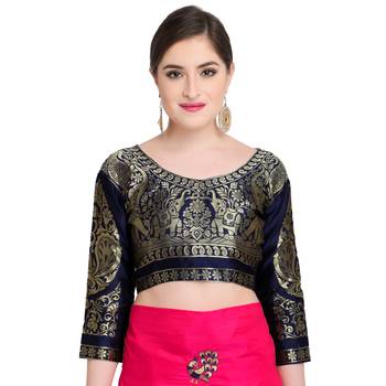Pink embroidered art silk saree with blouse 4