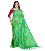 Green Embroidered Art Silk Saree With Blouse