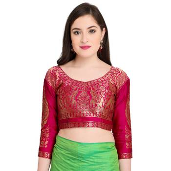 Green Embroidered Art Silk Saree With Blouse 5