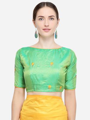 Yellow Embroidered silk blend Saree With Blouse 3