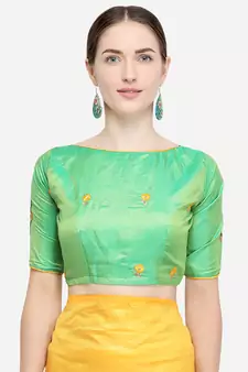 Yellow Embroidered Art Silk Saree With Blouse