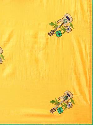 Yellow Embroidered silk blend Saree With Blouse 4