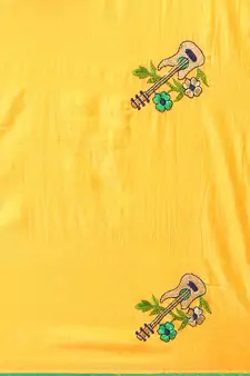 Yellow Embroidered Art Silk Saree With Blouse
