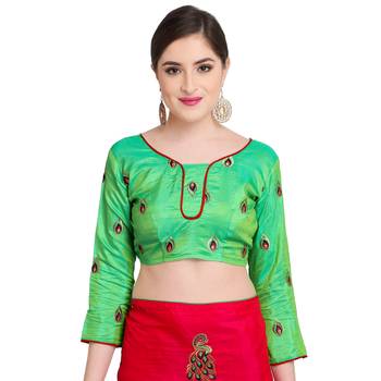 Pink Embroidered Art Silk Saree With Blouse 4