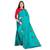 Teal embroidered art silk saree with blouse