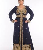 Navy Blue Georgette Embroidered Zari Work Islamic Kaftans