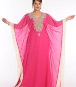 Pink Georgette Embroidered Zari Work Islamic Kaftans