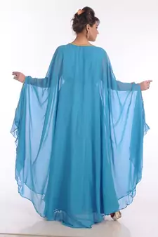 Blue Georgette Embroidered Zari Work Islamic Kaftans