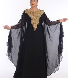 Black Georgette Embroidered Zari Work Islamic Kaftans