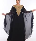 Black Georgette Embroidered Zari Work Islamic Kaftans