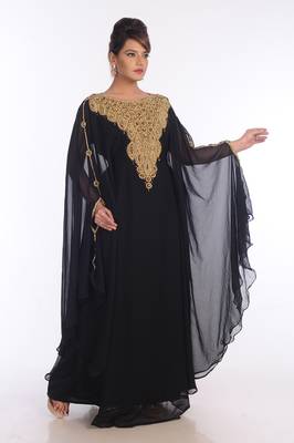 Black Georgette Embroidered Zari Work Islamic Kaftans 2