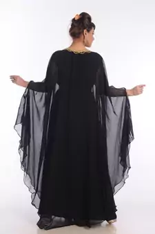 Black Georgette Embroidered Zari Work Islamic Kaftans