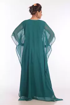 Teal Georgette Embroidered Zari Work Islamic Kaftans