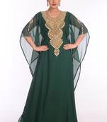 Green Georgette Embroidered Zari Work Islamic Kaftans