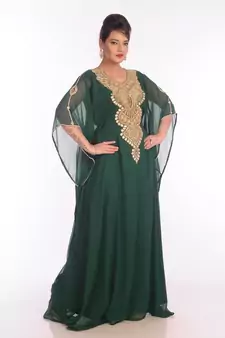 Green Georgette Embroidered Zari Work Islamic Kaftans