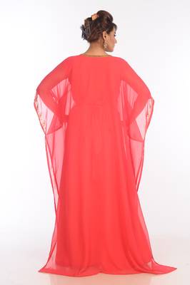 Pink Georgette Embroidered Zari Work Islamic Kaftans 5
