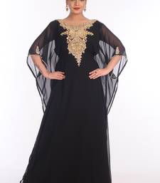 Black Georgette Embroidered Zari Work Islamic Kaftans