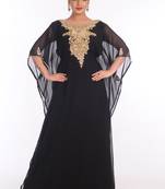 Black Georgette Embroidered Zari Work Islamic Kaftans
