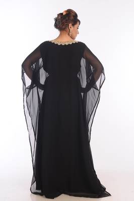 Black Georgette Embroidered Zari Work Islamic Kaftans 2