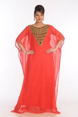 Pink Georgette Embroidered Zari Work Islamic Kaftans 1