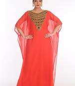 Pink Georgette Embroidered Zari Work Islamic Kaftans